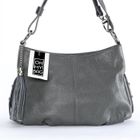 OH MY BAG Sac à Main femme en cuir avec pompon - Modèle LOBE gris fonce