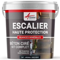 Béton Ciré Escalier - Kit Complet avec primaire et vernis ARCANE INDUSTRIES Aronia - Gris Noir - kit 5 m2 (2 couches)