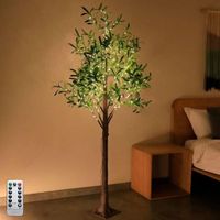 Arbre lumineux LED USB avec feuilles et télécommande,8 modes d'éclairage, plantes vertes artificielles LED avec lumières