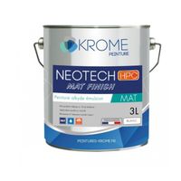 KROME PEINTURE - Krome Neotech Mat Finish Peinture Mate Sans Reprise Finition Murs et Plafonds - Couleur:Blanc Conditionnement:3L