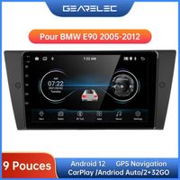 Gearelec Autoradio 9 Pouces Android pour BMW E90 2005-2012 avec carplay Andriod Auto GPS Navigation Bluetooth RDS WiFi