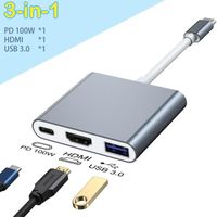 Autre peripherique usb,Adaptateur de câble USB C vers HDMI 5 en 1 4K HDMI USB 3.0 PD Charge rapide Adaptateur - AD-018[E836]