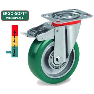 Lot De Roulettes Industrielles Polyuréthane Rouge - Diam. 200mm - Charge 1200kg - Marque HTR - Neuf