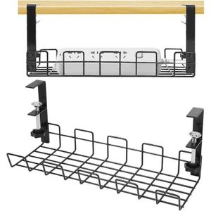 Plateau Gestion Câbles Sous Bureau 40cm - Organisateur Multiprise Sans Perçage