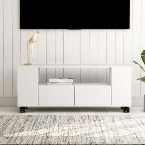 Blanc/chêne COMIFORT TV Meuble chêne Table TV de Salon Moderne Blanc Mesures : 160x35x50 Cm Couleurs : Blanc 
