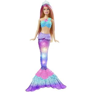 POUPÉE Barbie Dreamtopia - Sirene Lumieres Scintillantes - 4 Modes Lumineux - Reaction au Contact de lEau - Ideal pour le Bain - 30 