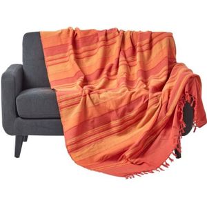 JETÉE DE LIT - BOUTIS Jeté de lit ou de canapé à rayures Morocco Orange 150 x 200 cm