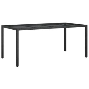 Ensemble table et chaise de jardin FASHTROOM Table de jardin Noir 190x90x75 cm Verre trempé/résine tressée AB316713 111607
