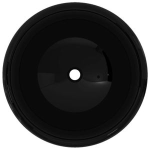 LAVABO - VASQUE Lavabo rond en céramique noir 40 x 15 cm - KEENSO - Haute qualité