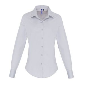 Blouse Femme - Premier - Manches longues - Col boutonné - Popeline - Gris