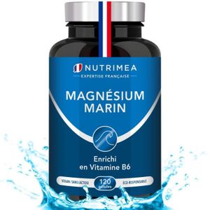 TONUS - VITALITÉ MAGNESIUM MARIN + VITAMINE B6 300 mg • 120 Gélules Hautement Dosées • Source de forme et de tonus • Combat la fatigue - Nutrimea