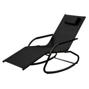 COUSSIN D'EXTÉRIEUR SVITA Chaise longue à bascule Chaise longue de jardin Bain de soleil Coussin Aluminium Noir