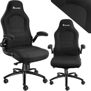 CHAISE DE BUREAU TECTAKE Chaise de bureau ergonomique SPRINGSTEEN Revêtement en tissu accoudoirs pliable - Noir