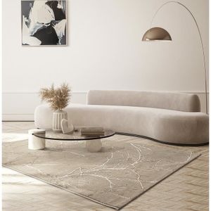 TAPIS the carpet Mila Tapis moderne dense à poils courts, salon, effet très profond, Blitz Effekt, Beige Gold, 80 x 150 cm