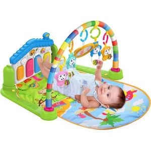 TAPIS ÉVEIL - AIRE BÉBÉ 3 en 1 Cadre de fitness multifonctionnel bébé Piano Musique Tapis de jeu -vert