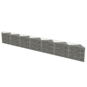 PIERRE - GABION PIERRE Mur de gabion en acier galvanisé 450 x 30 x 50 cm - ZERODIS - Blanc - Capacité de charge 1 400 kg/m³