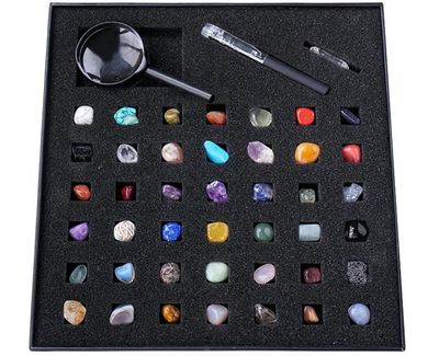 Kit de Collection de Pierres 20 Pcs Collection de Pierres Précieuses Kit Éducatif de Science des Roches Minérales pour Enfants Garçons Filles