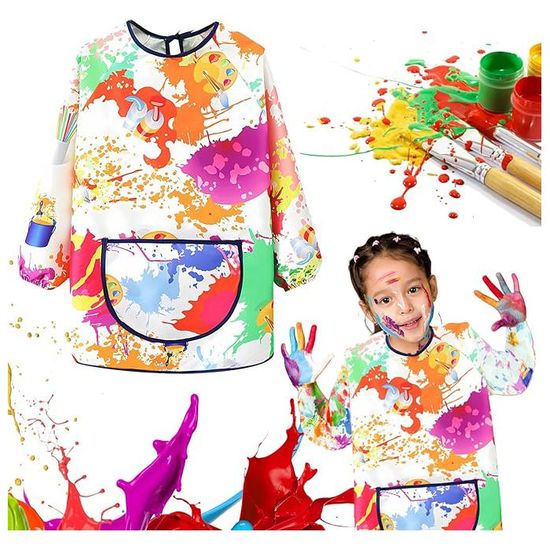 Lot De 4 Tabliers De Peinture Pour Enfants 6 Ans Et Plus - Imperméables, Avec Poches Et Réglables - Polyester Résistant