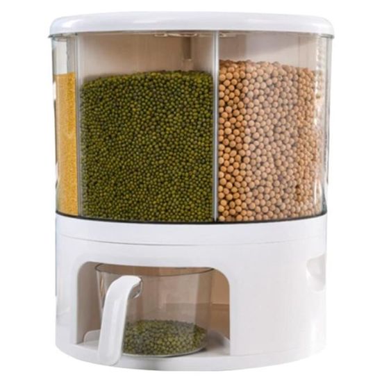 Distributeur De Céréales Rotatif 6 Grilles - Récipient De Stockage Riz Et Grains Anti-Humidité 360°