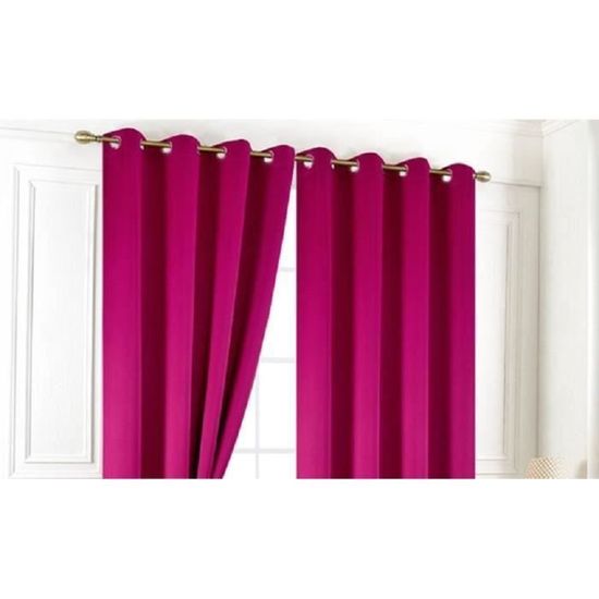 Lot De 2 Rideaux Plissés Fuchsia - Dimensions 140x240 Cm Chacun, Occasion, Bon état