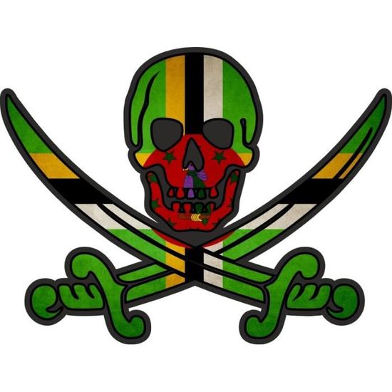 Akachafactory Autocollant Sticker Pirate Jack Rackham Calico Drapeau