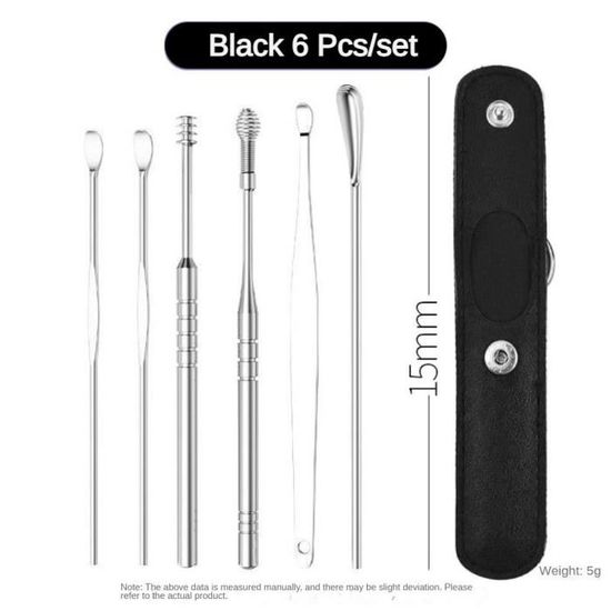 Kit De Nettoyage D'oreilles En Acier Inoxydable - Spirale Lavable, Pratique Et Hygiénique