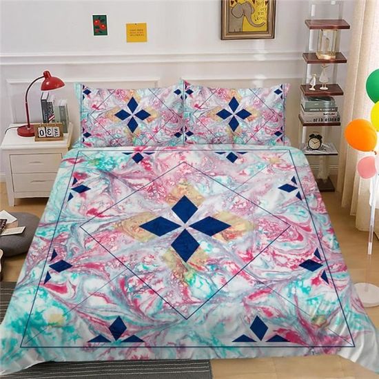 Housse De Couette 150x200cm Rayures Bleu Clair - Microfibre Douce Avec Fermeture Éclair