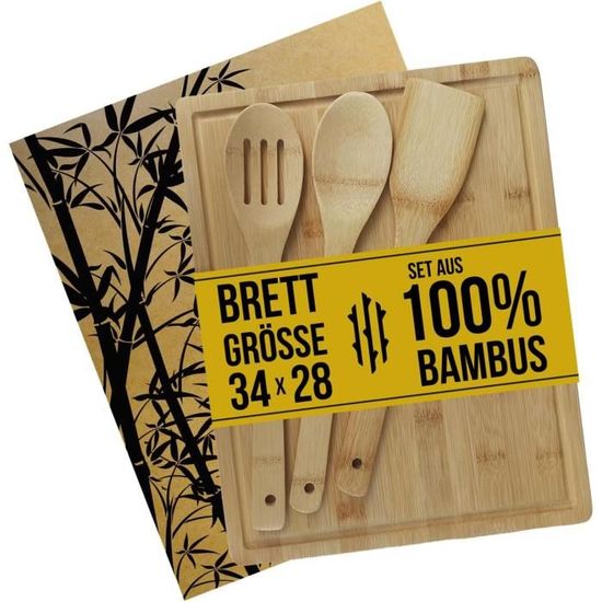Set D'ustensiles De Cuisine En Bambou - 5 Pièces, Couleur Marron, Avec Support, Pour Une Cuisine Set D'ustensiles De Cuisine En Bambou - 5 Pièces, Couleur Marron, Avec Support, Pour Une Cuisine