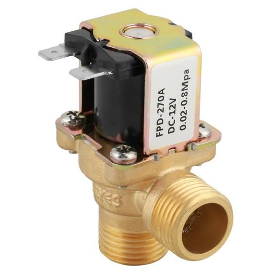 Électrovanne Laiton DC12V - Normalement Ouverte - G1/2 - Pour Eau 0-85°C - Installation Facile - Samfox