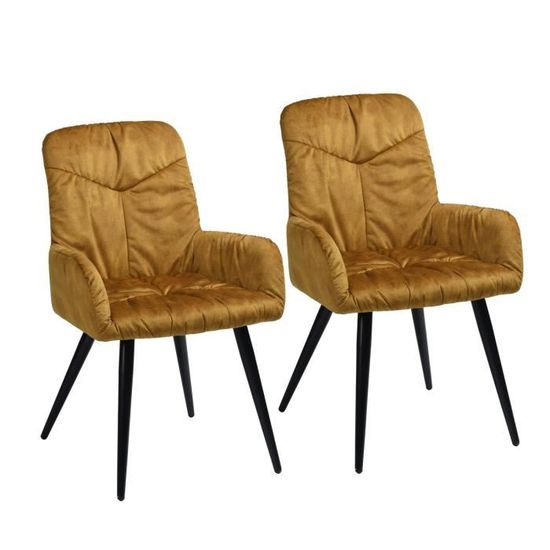 furnish1 lot de 2 fauteuils chaises avec accoudoirs style scandinave velours kaki et pieds metal noir cdiscount maison