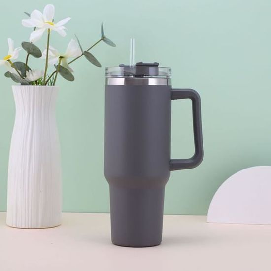 Tasse - TD® - Acier Inoxydable - 500 Ml - Noir - Portable Avec Paille - Puériculture & Eveil Bébé