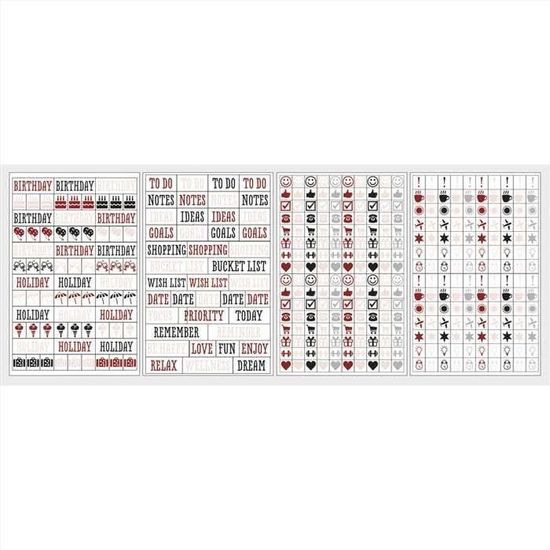 Stickers calendrier 4 planches - Symboles & notes - RAHYER - Mixte - A partir de 5 ans - rouge, rose, noir