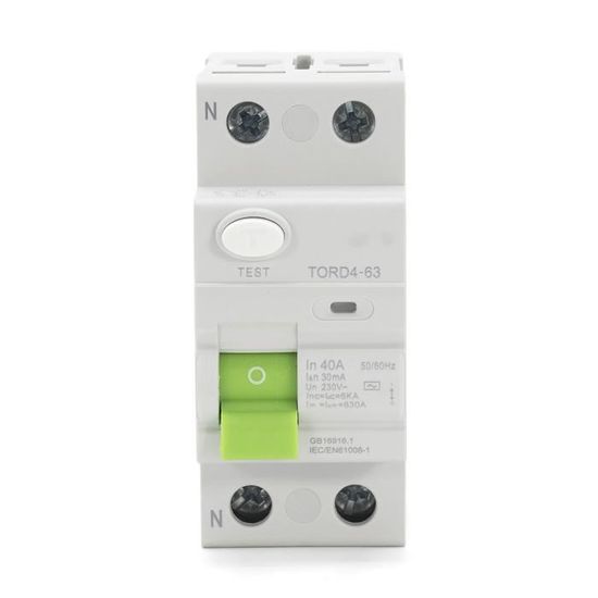 Disjoncteur Différentiel Type AC 2P 40A 30mA - Pour Rail DIN - Protection Électrique Sécurité Maison