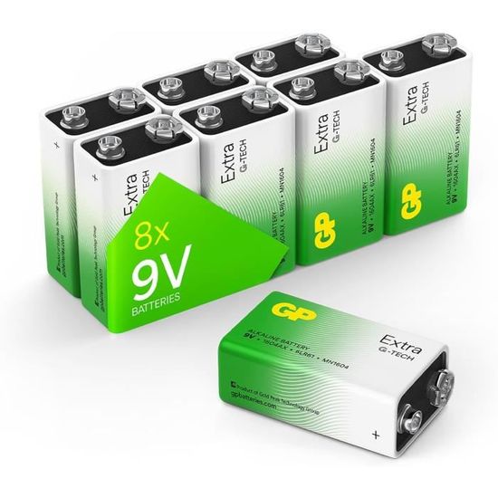 Piles 9V Lot de 8 Piles GP Extra Batterie 9v alcaline 6f226lr61 Longue durée22 Cdiscount