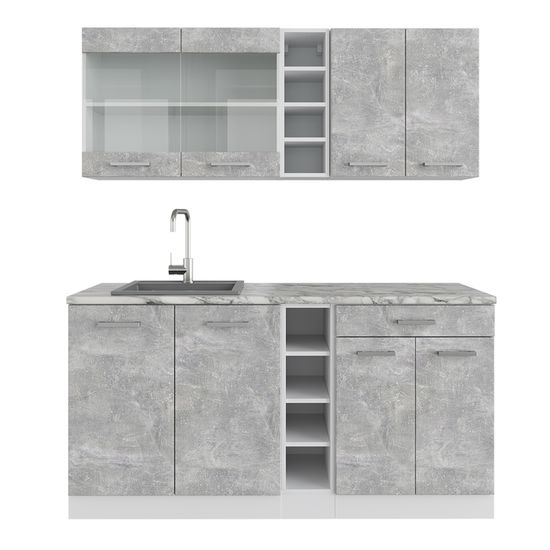 Cuisine R-Line, 200 cm , PT Chêne, Rouge/Anthracite, Vicco