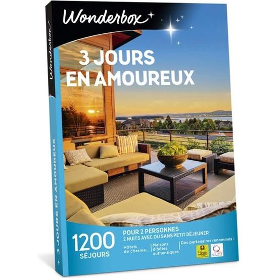 Coffret cadeau couple - 3 Jours en amoureux - Wonderbox - 1200 séjours ...