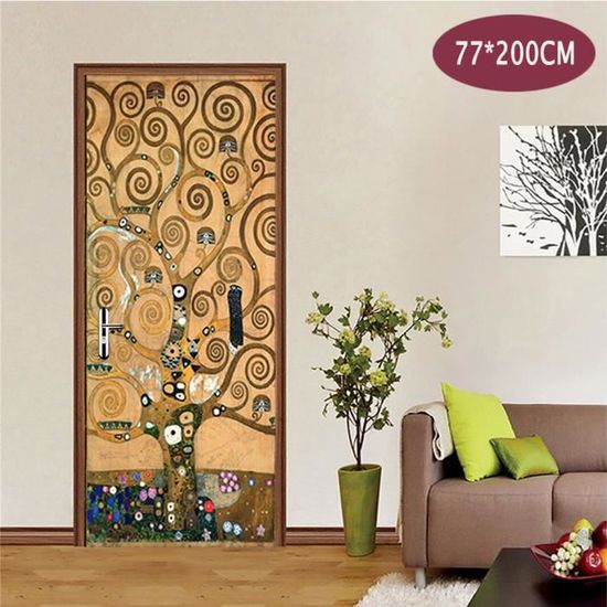 Autocollant Mural Arbre De Vie 90x200 Cm - PVC Imperméable Amovible, Déco Salon Chambre Cuisine - 6