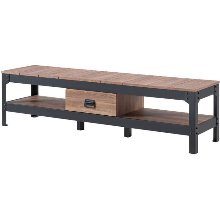 Industrie Meuble Tv Industriel Effet Bois Et Noir Brillant L 151 Cm Achat Vente Meuble Tv Industrie Meuble Tv Industriel Effet Bois Et Noir Brillant L 151 Cm Cdiscount