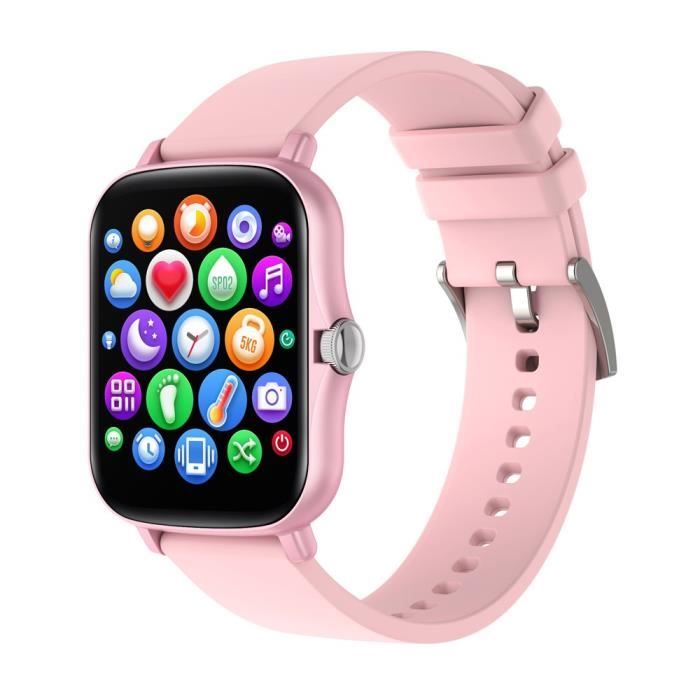 Montre Connectée pour Android iOS, Montre étanche IP67 de Sport, Montre avec Moniteur de Sommeil Distance Rappel D'appel SMS,Rose