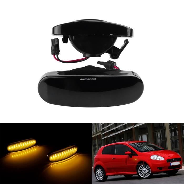 Noir lentille LED Feux de Clignotant Répétiteur Jaune Pour Citroën Nemo Peugeot Bipper Fiat Punto Evo