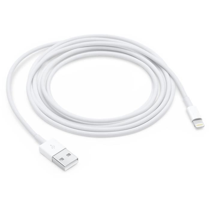 CÂBLE ORIGINAL APPLE DE RECHARGEMENT / SYNCHRONISATION IPHONE 5C/5/5S/SE/6/6+/6S/6S+ 2 METRES