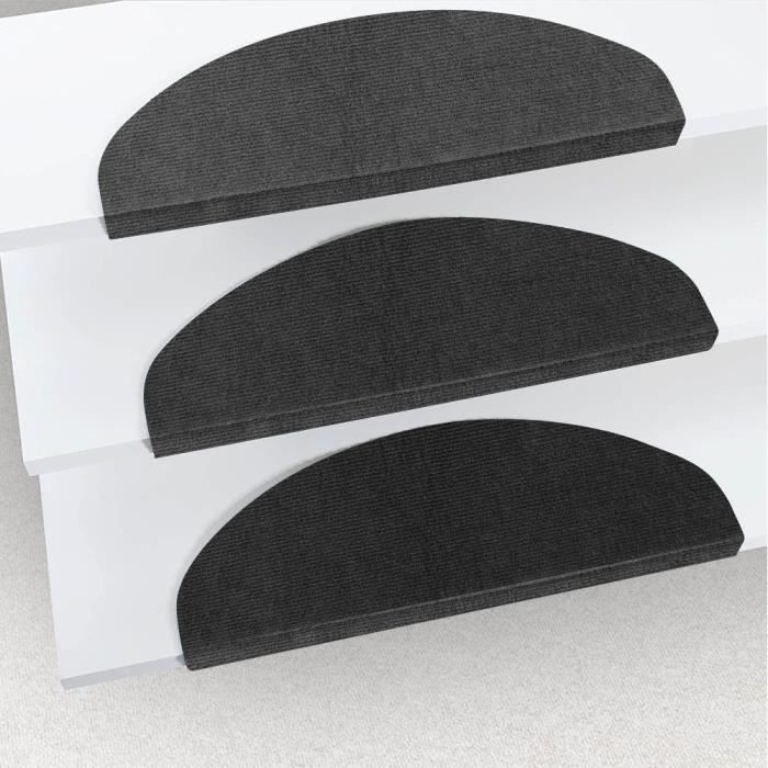 YIS 15 x Marchette d'escalier 65x 21x 4cm, Tapis d'Escalier Sécurité Antidérapant pour Enfant/Les vieux/Animaux Domestique - Noir