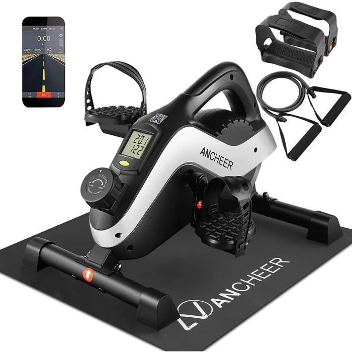 Mini vélo d'appartement - vélo Pédalier Appartement - 8 programmes - Avec fonction APP - Écran LCD - pour Bras et Jambes - Noir