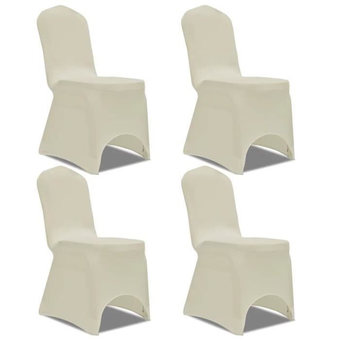 Housse de chaise extensible 4 pcs crème -PAI