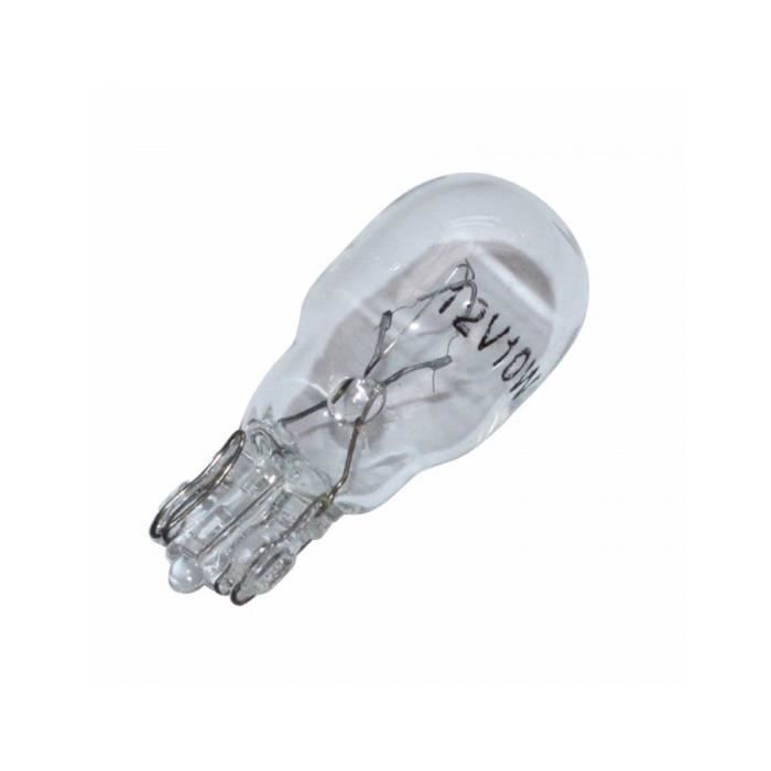 Ampoule-lampe 12v 10w norme w10w culot w1,2x9,5d wedge standard blanc (clignotant) (boite de 10) -p2r-