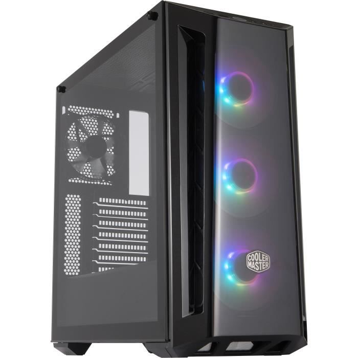COOLER MASTER MasterBox MB520 ARGB Dark Mirror Boîtier PC Gaming (ATX, Panneau en verre trempé, 3x120mm ARGB) - Noir