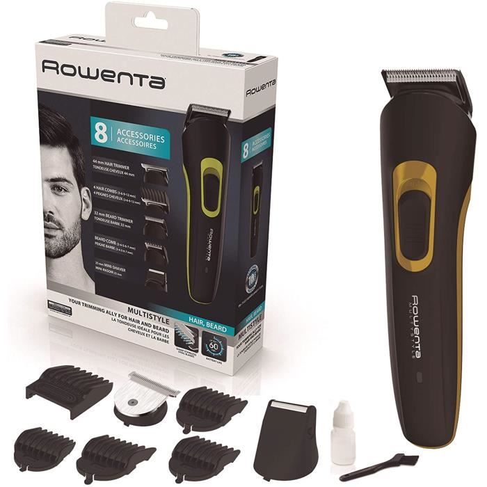 TONDEUSE CHEVEUX Rowenta Multistyle multi-tondeuse idéale pour les cheveux et la barbe Avec ou sans fil 8 accessoires TN279
