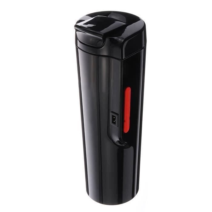 Bouilloire Chauffante Electrique Allume-Cigare Voiture Bouteille Acier Inoxydable 350ML NOIR Bo33248
