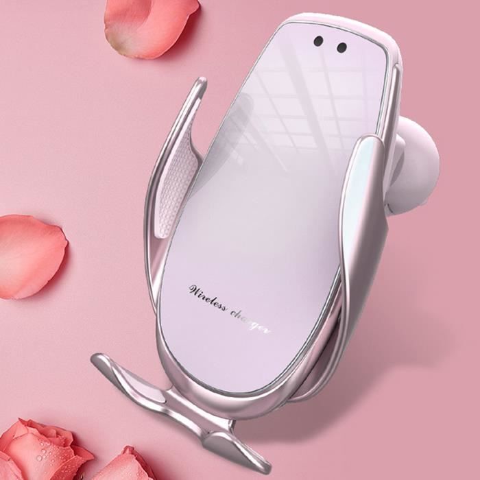15W Charge rapide support pour téléphone de voiture Qi chargeur sans fil pince automatique support de Charge pour - Type Pink