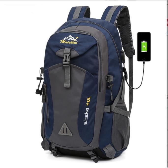 Outdoor sport randonnée Camping sac à dos en nylon étanche Sac d'alpinisme grande capacité sport randonnée voyage bleu foncé 40L